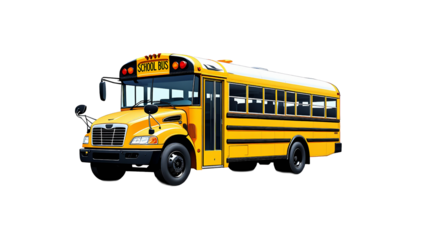 Yellow school bus isolated on white background