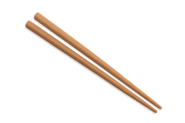 Pair of wooden chopsticks on transparent background