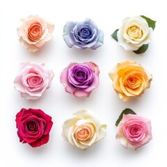 Fototapeta premium Colorful roses isolated on white. Festive for many occasions.