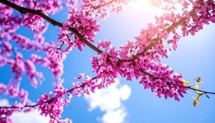 Spring blossoms against a vibrant sky