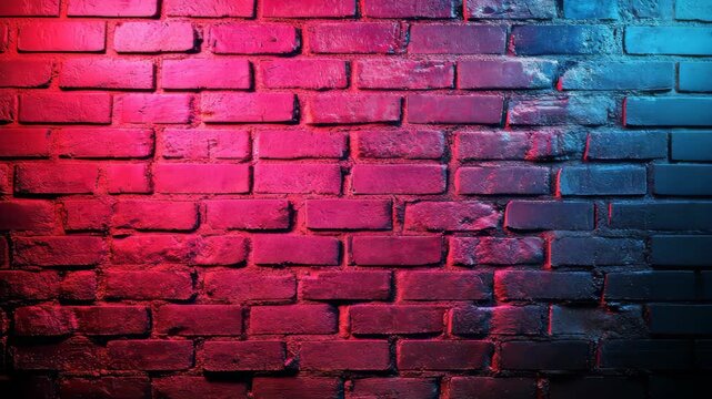 Illuminated Brick Wall: A detailed close-up captures the raw texture of a brick wall, bathed in vibrant and contrasting lighting, presenting a captivating display of textures and colors.