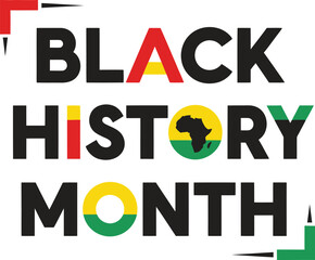 Fototapeta premium Vector art of black history month text logo isolated on white background