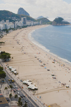 Aerial View of Avenida Atl&acirc;ntica and Copacabana Beach, Rio de Janeiro