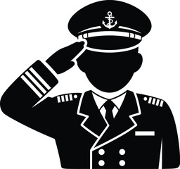 Vector art of captain in uniform saluting isolated on white background