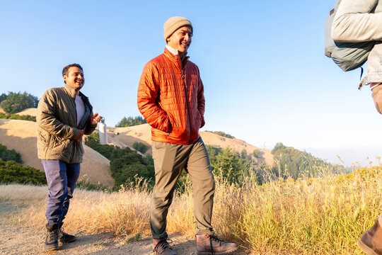 happy friends hiking 