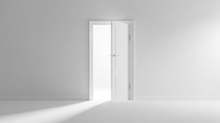 Open Doorway in Empty Room with Bright Light, Symbolizing Opportunity and New Beginnings