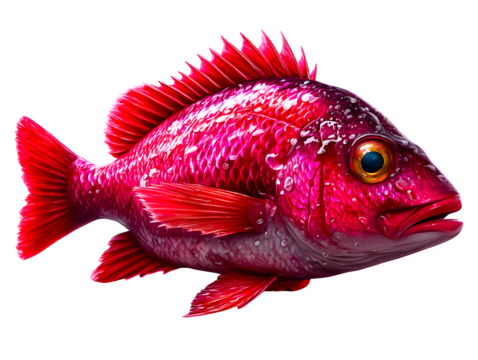Vibrant red snapper fish illustration with stunning detail perfect for seafood restaurants, aquatic designs, or culinary projects, bringing a fresh and dynamic look.