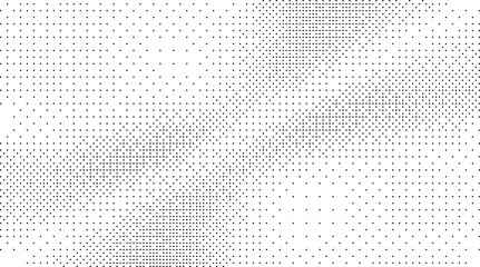 Minimal grayscale halftone pattern made of tiny dots forming abstract geometric design creating modern digital texture background for contemporary graphic and visual projects