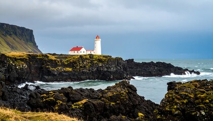 Coastal lighthouse on dramatic cliffs