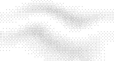 Minimal grayscale halftone pattern made of tiny dots forming abstract geometric design creating modern digital texture background for contemporary graphic and visual projects