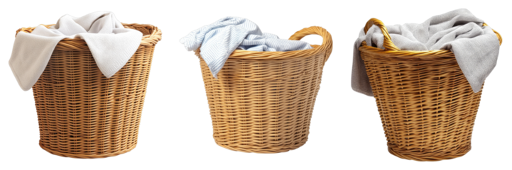 Set of laundry basket isolated on transparent background