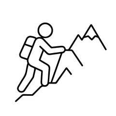 line icon hiking in the mountains vector on white background
Vector line icon on white background