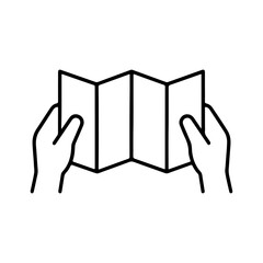 line icon map in hands vector on white background
Vector line icon on white background