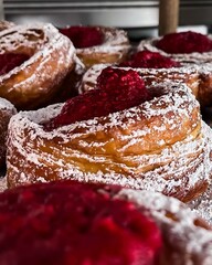 Raspberry danish pastry with powdered sugar
