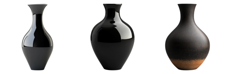 Set of modern vase isolated on transparent background