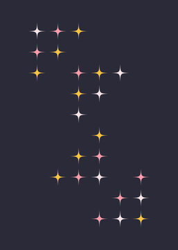 Poster with geometric shapes from colorful stars