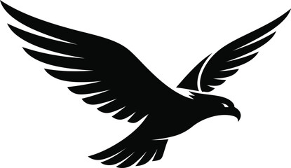 Fototapeta premium Vector art of black silhouette of a majestic eagle in flight isolated on white background