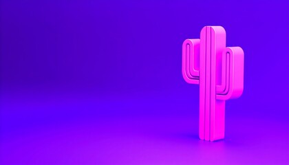 Obraz premium Pink 3D cactus icon on gradient background