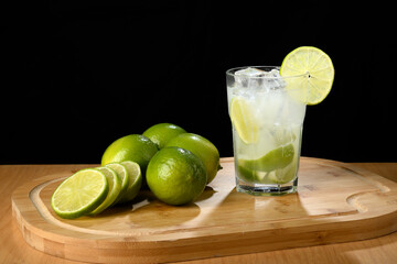 Refreshing Caipirinha Cocktail with Limes and Ice