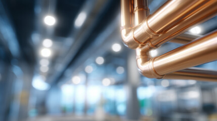 Premium wall-mounted boiler installation, copper pipes arranged in precise geometry, bathed in bright natural light for a fresh, modern atmosphere,