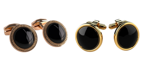 Set of luxury cufflinks isolated on transparent background