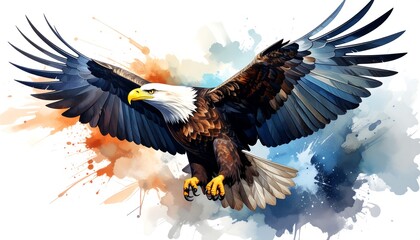 Fototapeta premium Eagle soaring watercolor illustration
