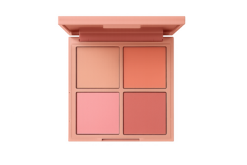 Makeup palette showing four shades of blush on transparent background