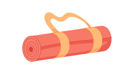 Flat yoga mat with straps designed for workout and exercise. Compact and essential gym equipment for fitness yoga, ideal training sessions healthy lifestyle concepts.