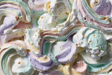 Obraz premium Close-up view of swirled pastel-colored whipped cream.