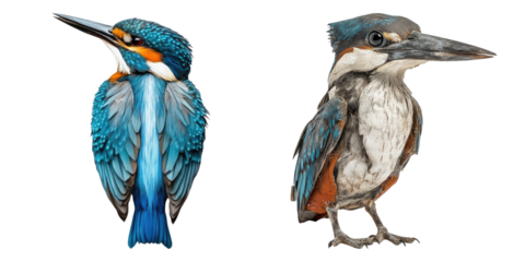 Set of kingfisher isolated on transparent background