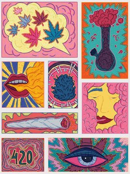 Comic book marijuana pop art style