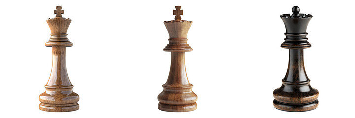 Set of king chess piece isolated on transparent background