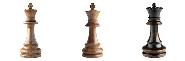 Set of king chess piece isolated on transparent background