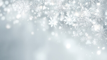 Fototapeta premium 白銀の雪の結晶が舞うクリーンな背景素材 