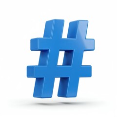 Obraz premium Hashtag Symbol: A vibrant blue hashtag symbol, a modern icon of digital interaction, rendered with precision and visual appeal. 