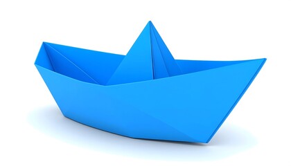 Blue origami paper boat