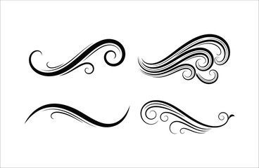 Four Black Swirls And Flourishes On White Background vector illustration