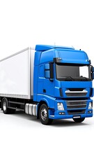 Blue truck, white trailer, 3D render