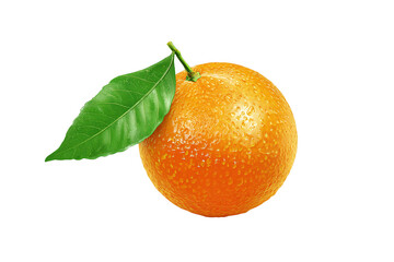 Fresh Orange with Leaf isolated on white transparent background
