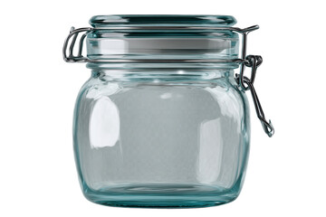 Empty Glass Jar with Hinged Lid isolated on white transparent background