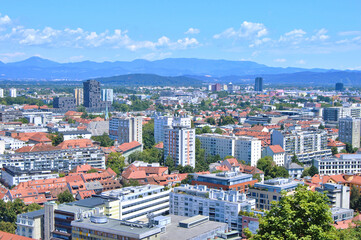 Panoramic View of city Ljubljana from Ljubljana castle - Slovenia