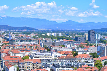 Panoramic View of city Ljubljana from Ljubljana castle - Slovenia