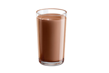 Glass of chocolate milk isolated on white transparent background