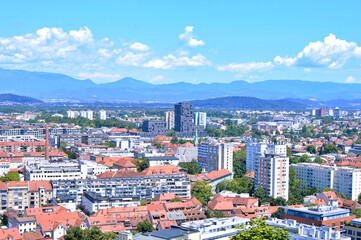 Naklejka premium Panoramic View of city Ljubljana from Ljubljana castle - Slovenia