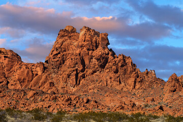 Red Rock Sandstone Formation Blue Sky Clouds Desert Nevada Natural Beauty