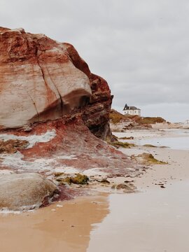 Red Cliffs and Seaside House in Beleal, Peniche