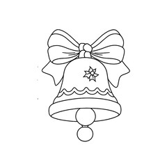 Christmas bell with a ribbon bow coloring page