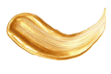 Golden glitter stroke isolated on white transparent background