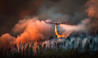 Air tanker fighting forest fire