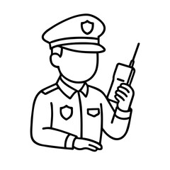 line icon policeman with walkie-talkie vector on white background
Vector line icon on white background